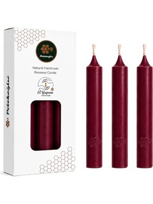 Trendexa Balmumu Bakkal Mumu 3'lü, 13 Cm, 4 Saat Yanan, Bordo