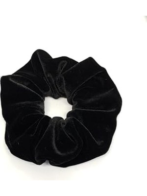 Trendexa Orta Boy Scrunchie Kadife Saç Lastiği, Tek Ebat, 269SIYAHHB54, Siyah
