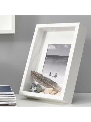 Trendexa Sannahed 21X30 cm A4 Beyaz Ahşap Fotoğraf Çerçevesi, Derin Kutu Çerçeve