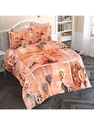 Trendexa Tulip Heart 3D Pamuk Saten Çift Kişilik Nevresim Takımı, MONOHOME4029