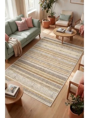 Trendexa Alexis Desenli Kadife Kilim, Kaymaz, Pamuk Tabanlı, Yıkanabilir ve Antibakteriyel Salon Halısı, 100X200