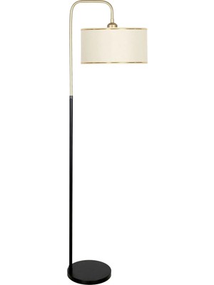 St. Morritz 1 Potenza Eskitme Detaylı Lambader - Gold Şeritli Krem Bej E27 Metal 151-200 Tek Ayaklı