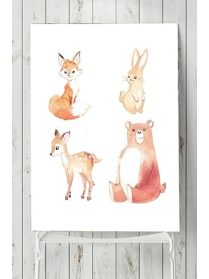 Trendexa PSTER4865 Hayvanlar Alemi Tasarım Çocuk Odası Posteri (60X90 Cm)