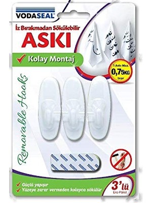 Trendexa 53.01.081 Iz Bırakmaz 3'lü Oval Askı, Beyaz