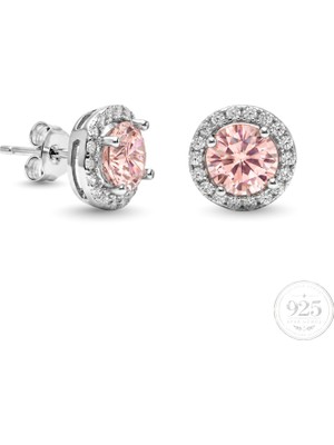 Servi 925 Ayar Gümüş Pink Dream Pembe Tektaş  Küpe