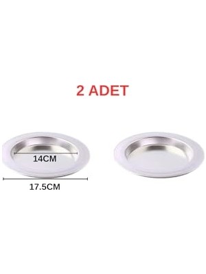 Trendexa 2 Adet Alüminyum Künefe Tepsisi, 14 cm Iç ve 17,5 cm Dış Çap, Gri