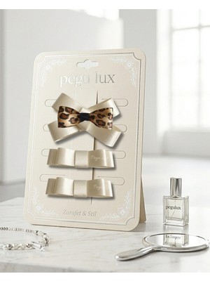 Pegu 3 Lü Little Mini Lux Ekru Saten Kurdele Pens Taşlı Toka ,bayram,kutlama,özel Gün