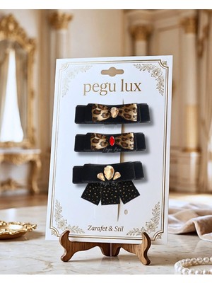Pegu 3 Lü Little Mini Lux Kadife Pens Taşlı Toka ,bayram,kutlama,özel Gün