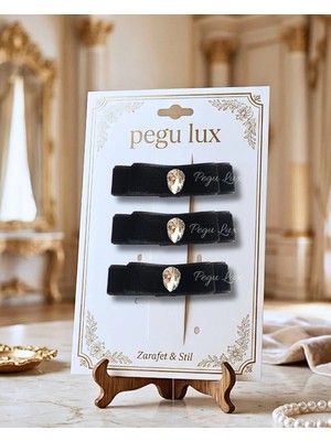 Pegu 3 Lü Little Mini Lux Kadife Pens Taşlı Toka ,bayram,kutlama,özel Gün