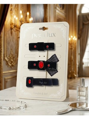 Pegu 3 Lü Little Mini Lux Kadife Pens Taşlı Toka ,bayram,kutlama,özel Gün