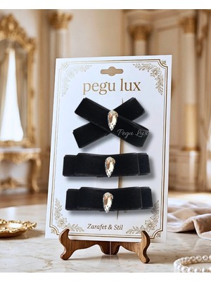 Pegu 3 Lü Little Mini Lux Kadife Pens Taşlı Toka ,bayram,kutlama,özel Gün