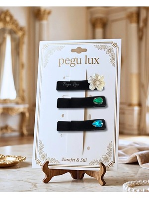 Pegu 3 Lü Little Mini Lux Kadife Pens Taşlı Toka ,bayram,kutlama,özel Gün