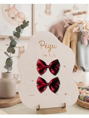 Pegu Minik Düşler Serisi , 2 ' Li Bordo Saten Kurdele Fiyonk Saç Tokası , Pens Toka . Okul Öncesi , Okul, Ilkokul , Çocuk ve Genç Toka ..
