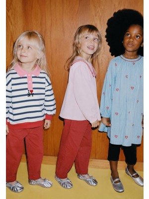 Poala Kids Kız Çocuk Çizgili Polo Yaka Sweatshirt