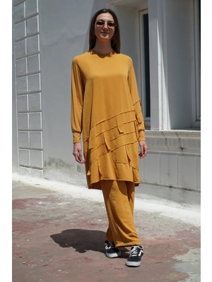 Butik Çapraz Şeritli Tunik Pantolon Takım