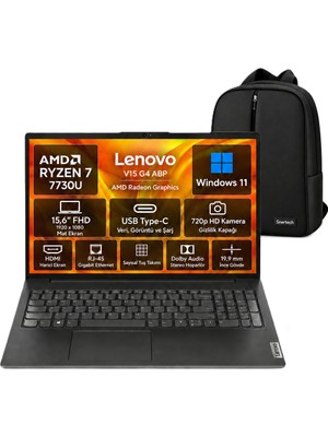 Lenovo V15 G4 Abp Amd Ryzen 7 7730U 8gb 1tb SSD 15.6" Fhd W11 Taşınabilir Bilgisayar 82YY0012TR -Snertech Çanta