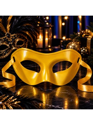 Kuzey Oyuncak 2 Adet Parlak Pvc Gold Yılbaşı Parti Maskesi Gold Maske Gold Yılbaşı Maskesi Gold Noel Parti Maskesi