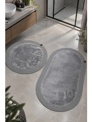 MaVaux Nerissa 2'li Peluşlu Banyo Paspas Seti Yuvarlak ve Oval Paspas Takımları, Kaymaz Tabanlı, Yumuşak Dokulu, Şık ve Dekoratif Banyo Halısı, Modern Tasarım