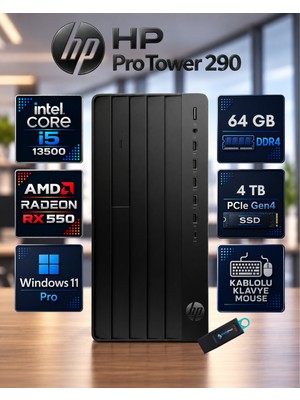 Hp Pro Tower 290 G9 Intel Core I5-13500 64 GB Ddr4 4 Tb SSD Radeon Rx 550 Windows 11 Pro Masaüstü Bilgisayar 623Y0ETRX550RNP12