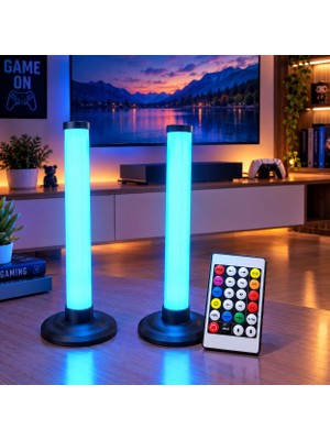 Gaman 2 Adet USB Kablolu Rgb LED Çubuk Dekoratif Masa Lambası Kumandalı Renkli Aydınlatma Oyuncular Için & Tv Arkası Aydınlatma