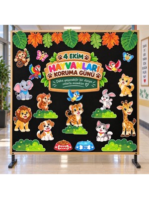 Ti Play 4 Ekim Hayvanları Koruma Günü Pano Süsü Hazır Kesim Figür Seti – 140×140 cm