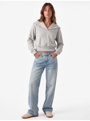 Koton Regular Fit Modal Kumaş Uzun Kollu Devrik Yaka Basic Sweatshirt