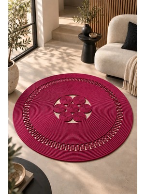 MaVaux Arenza Doğal Hasır Jüt Halat Yuvarlak Kilim El Örgüsü Dekoratif Halı Salon Oturma Odası Yatak Odası Antre Balkon Bohem Jüt Görünümlü Modern Tasarım