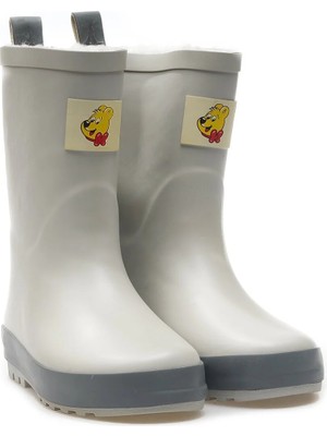 Haribo HRBFTW701 Gri Ankle Fur Rain Çizme Erkek Çocuk Için Düz Topuklu Su Geçirmez Malzeme