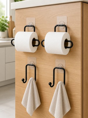 Store Rulo Kağıt Tutucu ve Havlu Bez Askılığı Seti 2’şer Adet Toplam 4 Parça