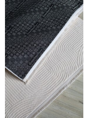 Merinos Rölyef Joy Saçaklı Kabartmalı Salon Koridor Mutfak Yolluk Kaymaz Taban Krem Halı