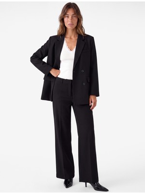 Koton Uzun Kollu Cepli Viskon Karışımlı Düğmeli Oversize Kruvaze Yaka Blazer Ceket