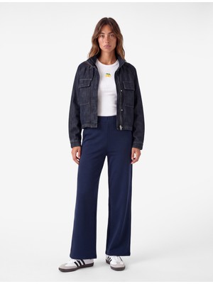 Koton Normal Bel Regular Fit Cepli Düz Geniş Paça Pantolon