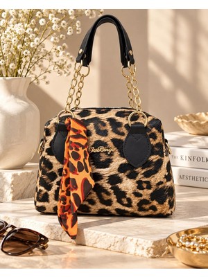 Kumru Studio Savanna Bag Leopar Desenli Zincir Detaylı Çanta
