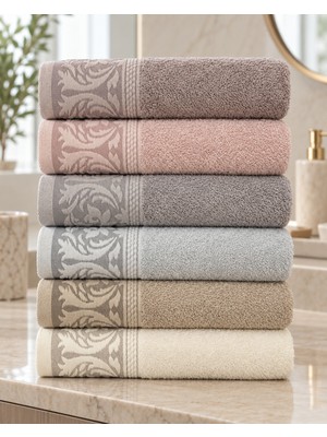 Gonca Sarmaşık Desenli Renkli Havlu 50X90 cm 6’lı Set %100 Pamuk