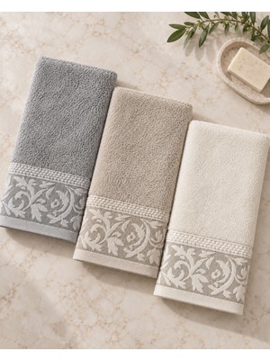 Gonca Sarmaşık Desenli Havlu 50X90 cm 3’lü Set %100 Pamuk