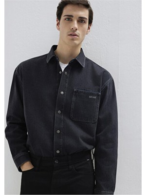 Mavi M0210588-85622 Aıdan Mavi Black Antrasit Erkek Jean Gömlek