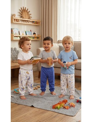 CemBebe Bebek ve Çocuklar Için Üçlü Pijama Alt Setleri Rahat Kesim Yumuşak Kumaş Tek Altlar