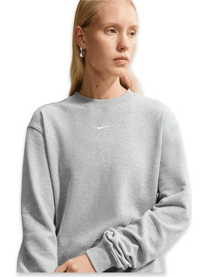 Nike IM8112 Nike Studio Fleece Lightweight Crew-Neck Sweat Açık Gri Kadın Sweatshirt