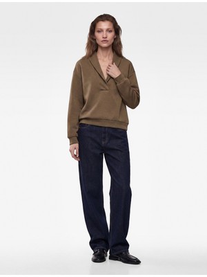 Koton Modal Kumaş Regular Fit V Yaka Uzun Kollu Sweatshirt