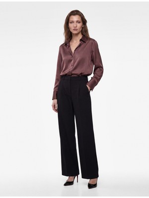 Koton Yüksek Bel Cepli Regular Fit Geniş Paça Kumaş Pantolon