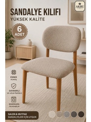 Akbu Sandalye Kılıfı , 6lı Paket , Yüksek Kalite Bohem Model , Lastikli , Mutfak Sandalye Örtüsü