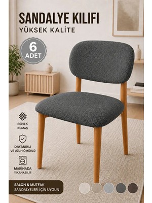 Akbu Sandalye Kılıfı , 6lı Paket , Yüksek Kalite Bohem Model , Lastikli , Mutfak Sandalye Örtüsü