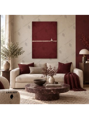 Gaagart Tekli Dikey Kanvas Tablo Dijital Baskı Bordo Beyaz Kanyon Romantik Çift Figürü Modern Minimalist Duvar Dekoru