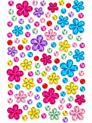 Kumru Studio Taş & Çiçek Rhinestone Sticker – Yapışkanlı Saç, Yüz, Tırnak, Vücut ve Süs Taşı