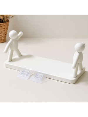 Sungur's Store Tutacaklı Yapışkanlı Plastik Etejer Raf 13.5X33 cm Beyaz