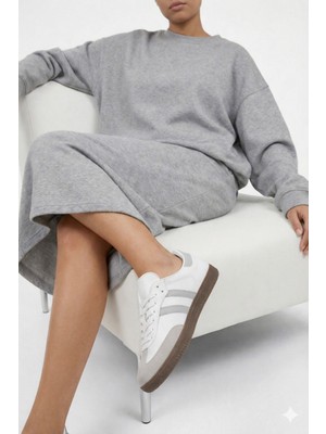 Nmoda Unisex Siyah Beyaz Termo Taban Yanı Şeritli Bağcıklı Spor Ayakkabı
