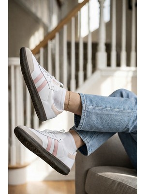 Nmoda Unisex Siyah Beyaz Termo Taban Yanı Şeritli Bağcıklı Spor Ayakkabı