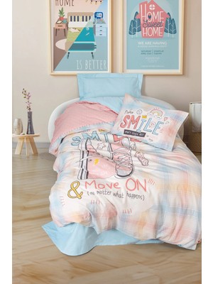 Cotton Box Junior Tek Kişilik Lastikli Çarşaflı Nevresim Takımı Smile Mint
