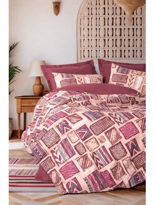 Cotton Box Ethnic Ranforce Çift Kişilik Nevresim Takimi Estilo Bordo