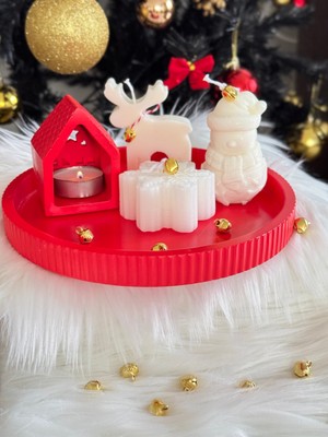 My Elfa Yılbaşı Temalı Dekoratif Hediyelik Doğal Yapım Soya Mum Set Geyik, Kar Tanesi, Kardan Adam Tealight